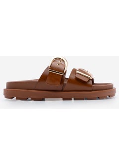 MARJIN Women's Leather Double Band Buckled Casual Slippers Gepso  - Image 2