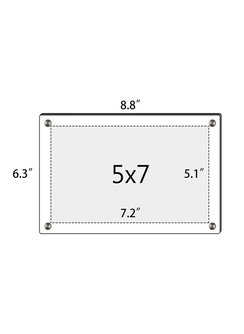 غنافوتو إطار صور مكتبي من الأكريليك الشفاف مقاس 5x7 لعرضه على الطاولة، عرض صور فوتوغرافية من زجاج شبكي غير مؤطر ومشطوف مع حامل - Image 2