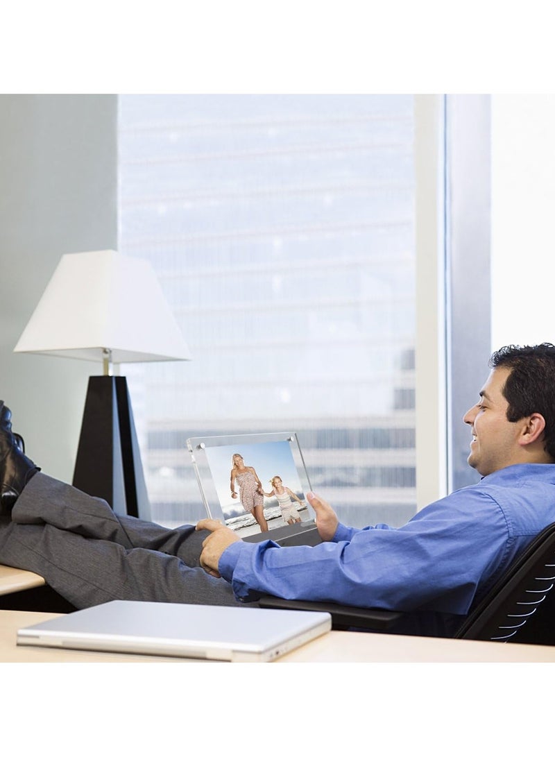 غنافوتو إطار صور مكتبي من الأكريليك الشفاف مقاس 5x7 لعرضه على الطاولة، عرض صور فوتوغرافية من زجاج شبكي غير مؤطر ومشطوف مع حامل - Image 5