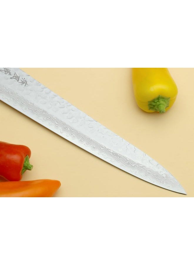 Yoshihiro VG-10 46 Layers Hammered Damascus Sujihiki Japanese Slicer Knife (9.5'' (240mm) Rosewood Handle) - Image 5