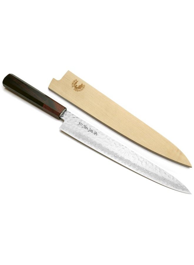 Yoshihiro VG-10 46 Layers Hammered Damascus Sujihiki Japanese Slicer Knife (9.5'' (240mm) Rosewood Handle) - Image 1