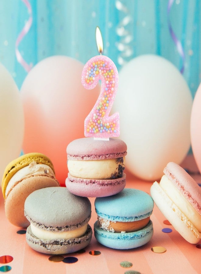 iNINGER Birthday Number Candles,Handmade Macaron 3D Flash Number 4 Candle,Suitable for Girls Macaron Pastel Rainbow Pink Cake Topper for Sweet Theme Party Decoration,Weddings,Anniversaries - Image 4