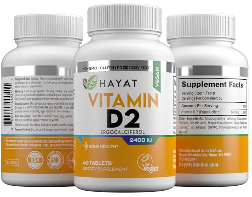HAYAT Vitamins Vegan Natural Vitamin D 2400 IU, D2, Certified Halal (Pack of 2) - Image 5