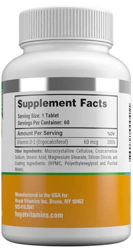 HAYAT Vitamins Vegan Natural Vitamin D 2400 IU, D2, Certified Halal (Pack of 2) - Image 3