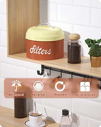 APOIMNA Coffee Filter Holder, Coffee Bar Accessories for Coffee Bar Station, Basket Round Coffee Filter Container Storage for Counter, Coffee bar Decor(Brown) - Image 5