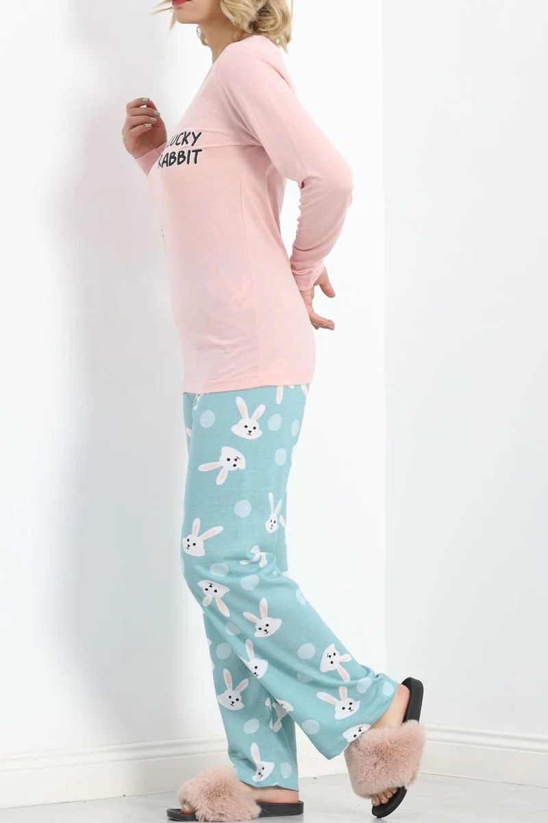 Nateli Printed Rotation Pajama Set Powderrabbit - 151.1287.