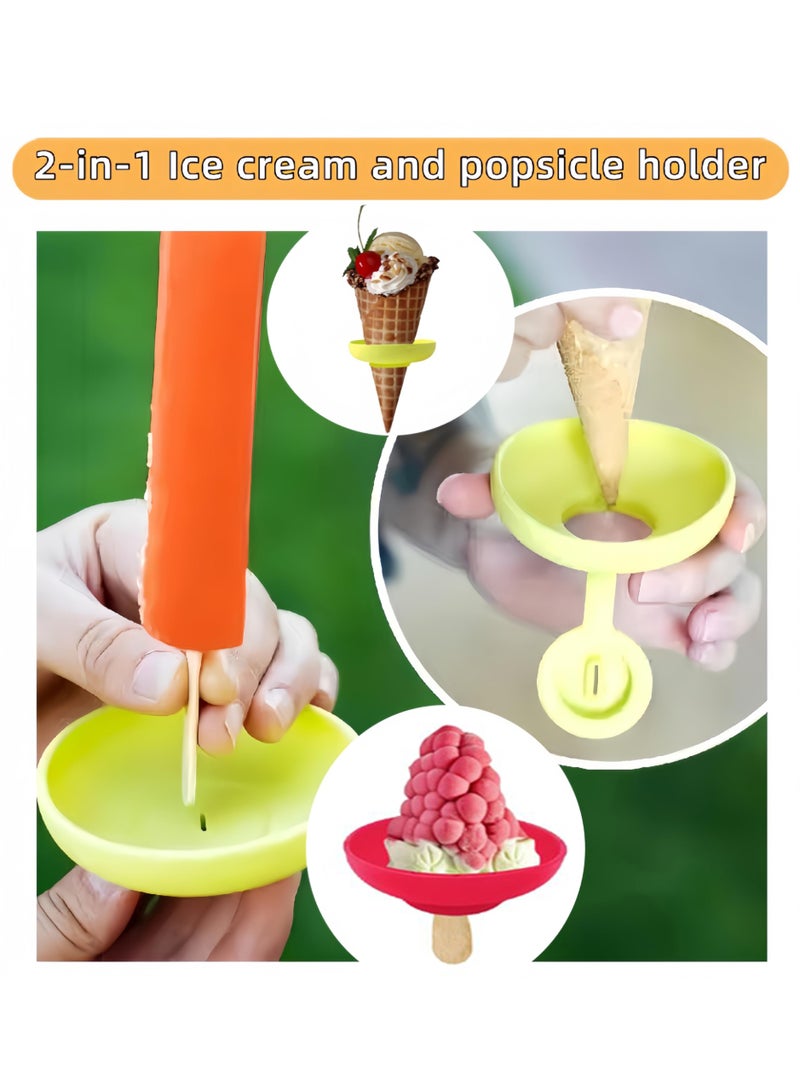 2-In-1 (2 Pack Color Stick) Children'S Ice Stick Stand - Anti Slip And Leak Proof Design, Adjustable Clip With Food Grade Silicone Tape, Perfect For Summer Parties, Outdoor Picnics, Ice Cream Stick - Image 2