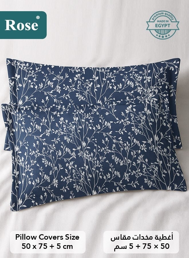 Rose Floral Comforter Set, High Quality Microfiber, 6 Pieces, Fits 200x200 cm Double Size Bed, Soft Cooling Breathable, Stylish Printed Elegance, King Size Comforter, Dark Blue - Image 5