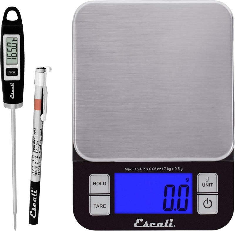 Escali Kitchen Scale and Thermometer Kit, Includes Nutro Digital Food Scale and Gourmet Digital Thermometer - Image 1