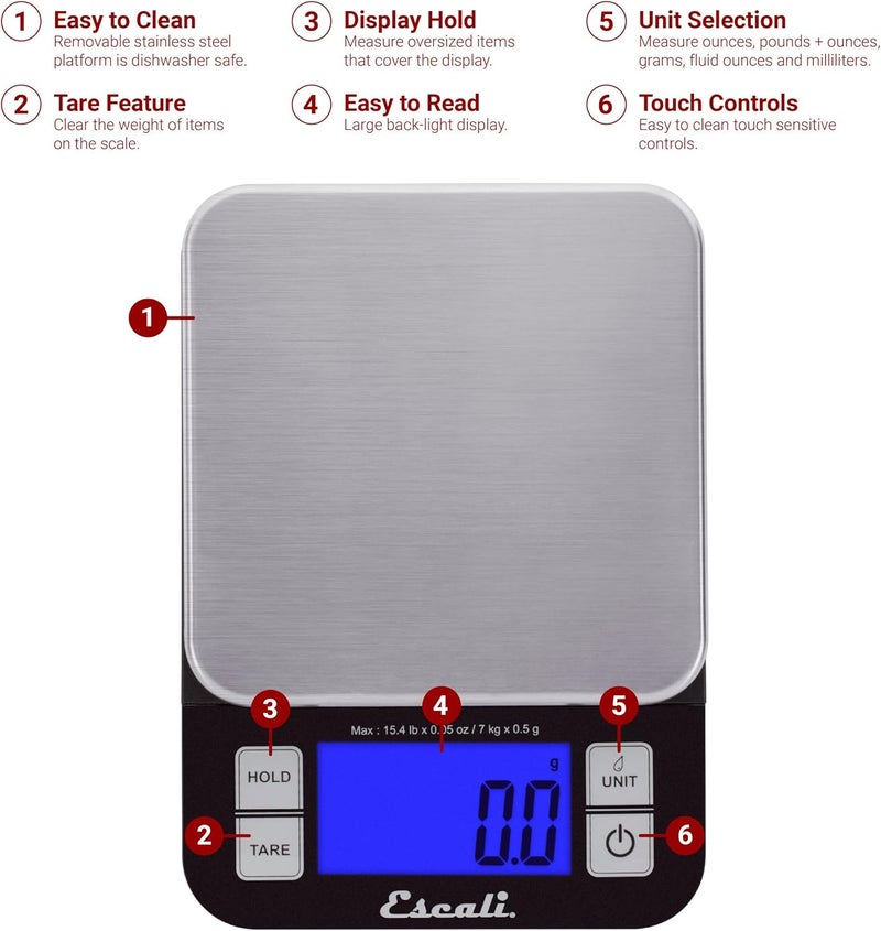 Escali Kitchen Scale and Thermometer Kit, Includes Nutro Digital Food Scale and Gourmet Digital Thermometer - Image 2