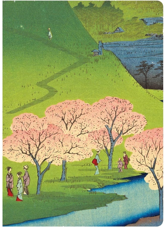 Hiroshige Cherry Blossoms Lined Hardcover Journal: Blank Notebook with Ribbon Bookmark  - Image 1