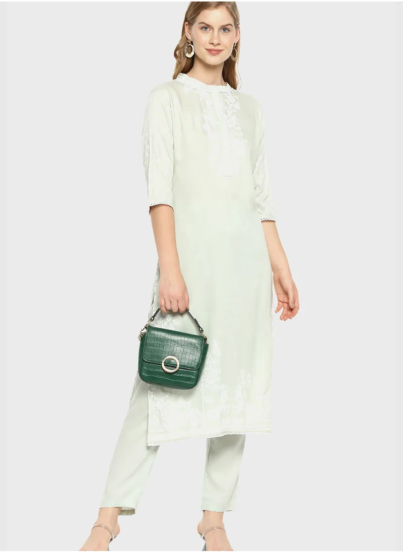 Instafab Printed Kurti and Pant Set