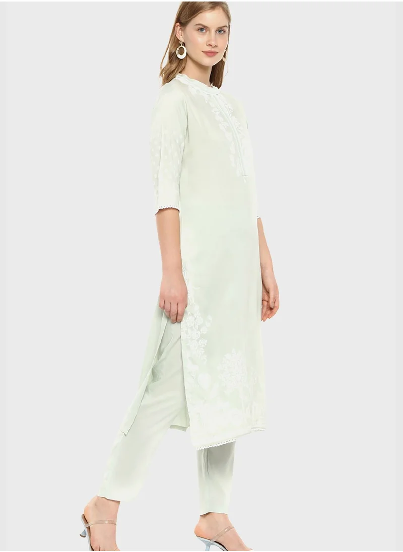 Instafab Printed Kurti and Pant Set