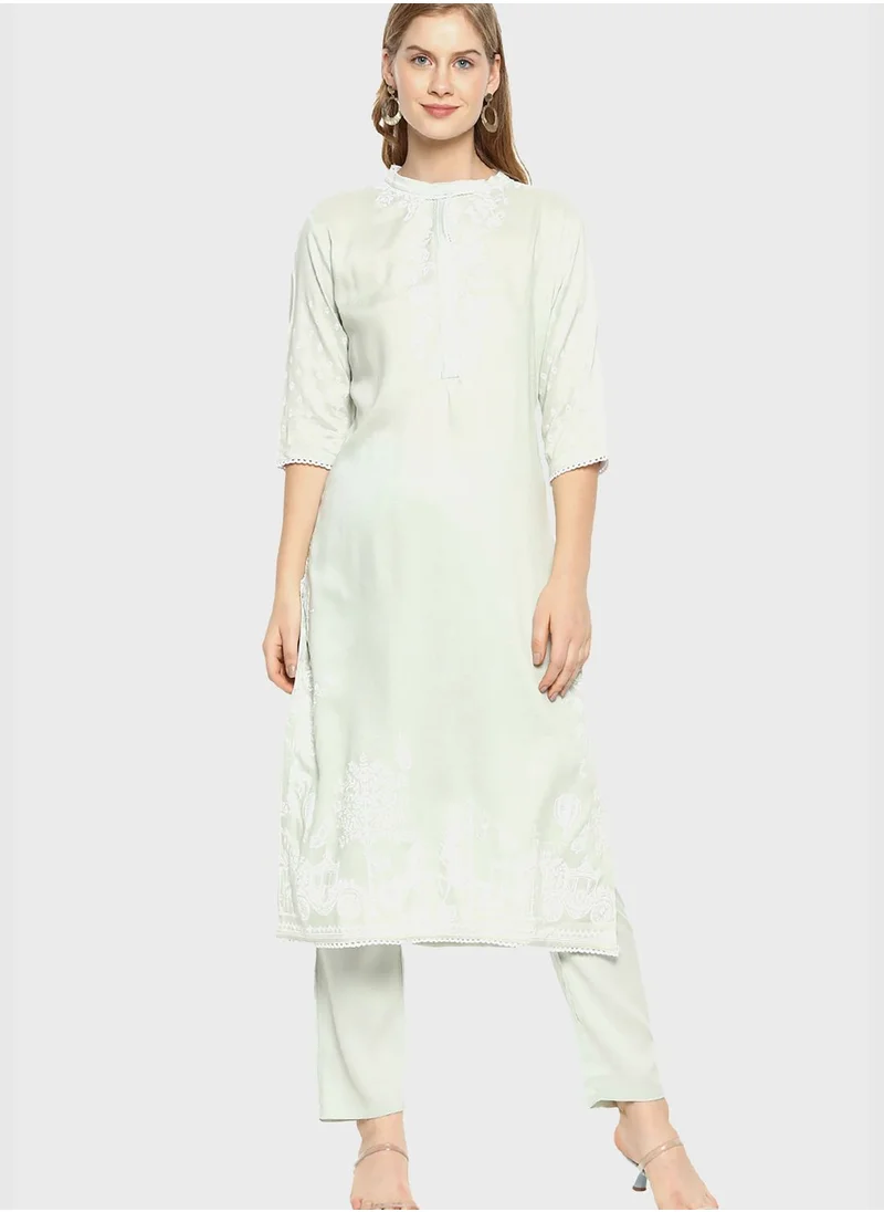 Instafab Printed Kurti and Pant Set