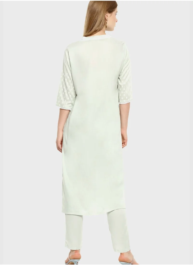 Instafab Printed Kurti and Pant Set