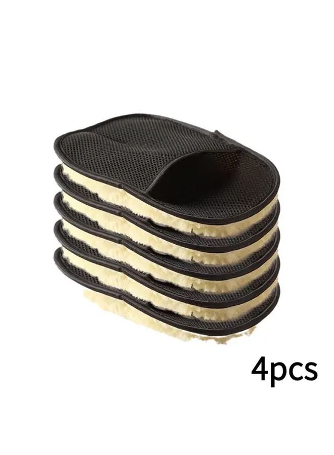 4pcs Microfiber Car Cleaning Gloves Soft Dense Detailing Brushes For Interior Exterior - Image 1
