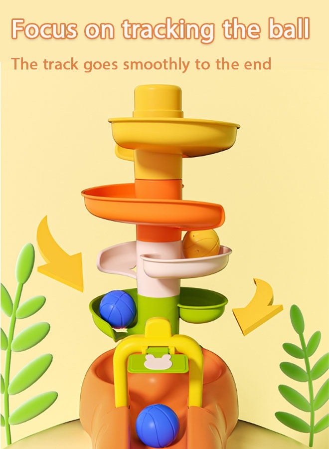 Montessori Baby Toys, DIY Building Blocks Slide Ball Drop Toys, Rolling Ball Pile Tower Finger Skill Training Educational Development Games, Baby Rotating Stacking Tower Toy for Toddler - Image 5