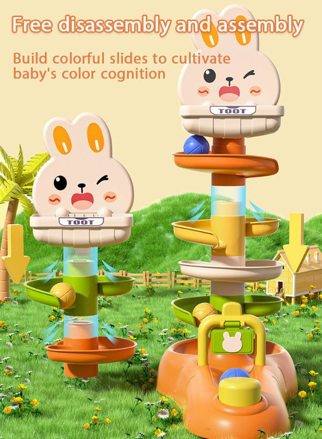 Montessori Baby Toys, DIY Building Blocks Slide Ball Drop Toys, Rolling Ball Pile Tower Finger Skill Training Educational Development Games, Baby Rotating Stacking Tower Toy for Toddler - Image 3