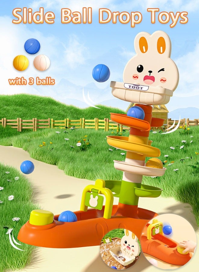 Montessori Baby Toys, DIY Building Blocks Slide Ball Drop Toys, Rolling Ball Pile Tower Finger Skill Training Educational Development Games, Baby Rotating Stacking Tower Toy for Toddler - Image 1