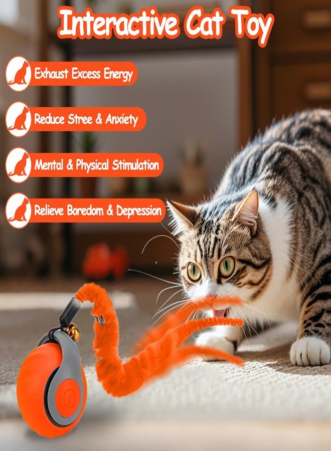Mity Rain Interactive Cat Ball Toy, Self Rolling Ball with Cover Anti-Scratch for Bored Indoor Cat Chasing, Obstacle Avoidance Smart Cat Toys for Enrichment, Motion Activated Toys to Keep Them Busy （Orange） - Image 3