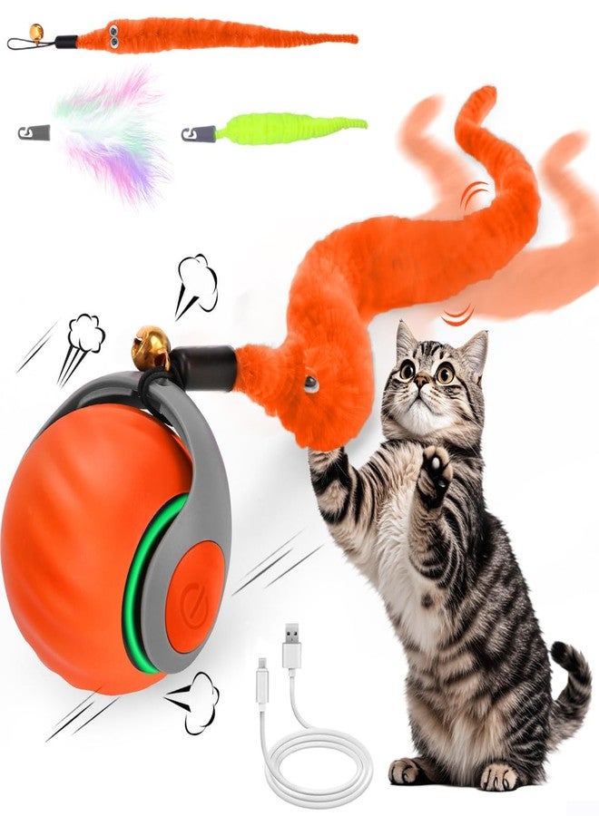 Mity Rain Interactive Cat Ball Toy, Self Rolling Ball with Cover Anti-Scratch for Bored Indoor Cat Chasing, Obstacle Avoidance Smart Cat Toys for Enrichment, Motion Activated Toys to Keep Them Busy （Orange） - Image 1