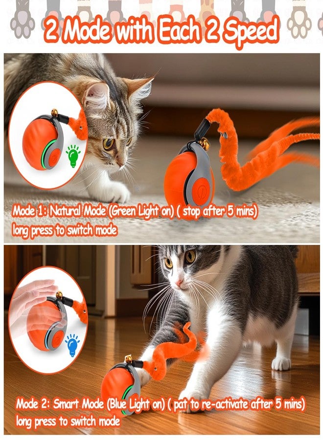 Mity Rain Interactive Cat Ball Toy, Self Rolling Ball with Cover Anti-Scratch for Bored Indoor Cat Chasing, Obstacle Avoidance Smart Cat Toys for Enrichment, Motion Activated Toys to Keep Them Busy （Orange） - Image 2