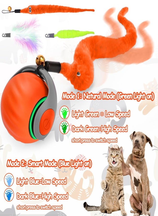 Mity Rain Interactive Cat Ball Toy, Self Rolling Ball with Cover Anti-Scratch for Bored Indoor Cat Chasing, Obstacle Avoidance Smart Cat Toys for Enrichment, Motion Activated Toys to Keep Them Busy （Orange） - Image 4