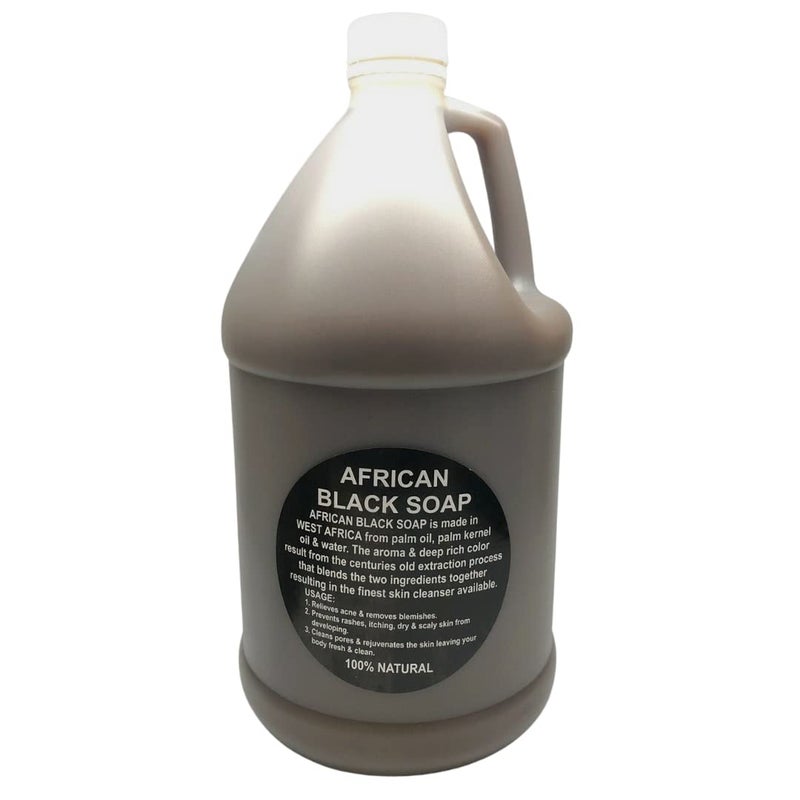 Liquid African Black Soap 1 Gallon  100 Pure Natural Organic From Ghana  Body Wash Face Cleanser Hair Shampoo  Hand Soap Bulk