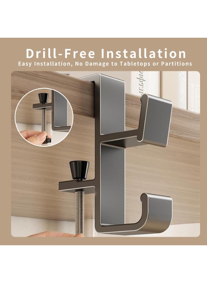 Bukela 2-Pack Aluminum Purse Hook for Desk & Table, No Drilling, Bolt-Fixed Desk Bag Hook – Strong Load-Bearing, Rounded Double Hooks for Bags/Backpacks (Cream White+Gray) - Image 4