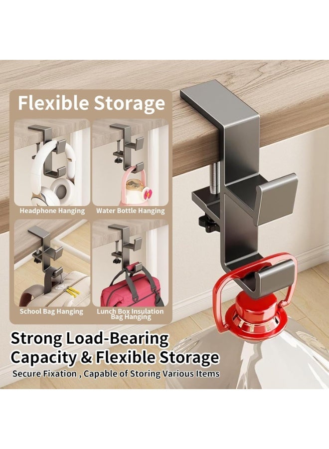 Bukela 2-Pack Aluminum Purse Hook for Desk & Table, No Drilling, Bolt-Fixed Desk Bag Hook – Strong Load-Bearing, Rounded Double Hooks for Bags/Backpacks (Cream White+Gray) - Image 3