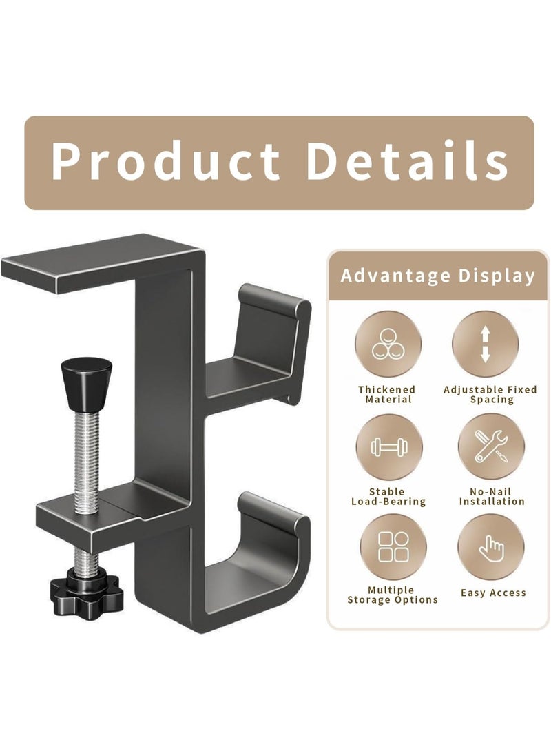 Bukela 2-Pack Aluminum Purse Hook for Desk & Table, No Drilling, Bolt-Fixed Desk Bag Hook – Strong Load-Bearing, Rounded Double Hooks for Bags/Backpacks (Cream White+Gray) - Image 2