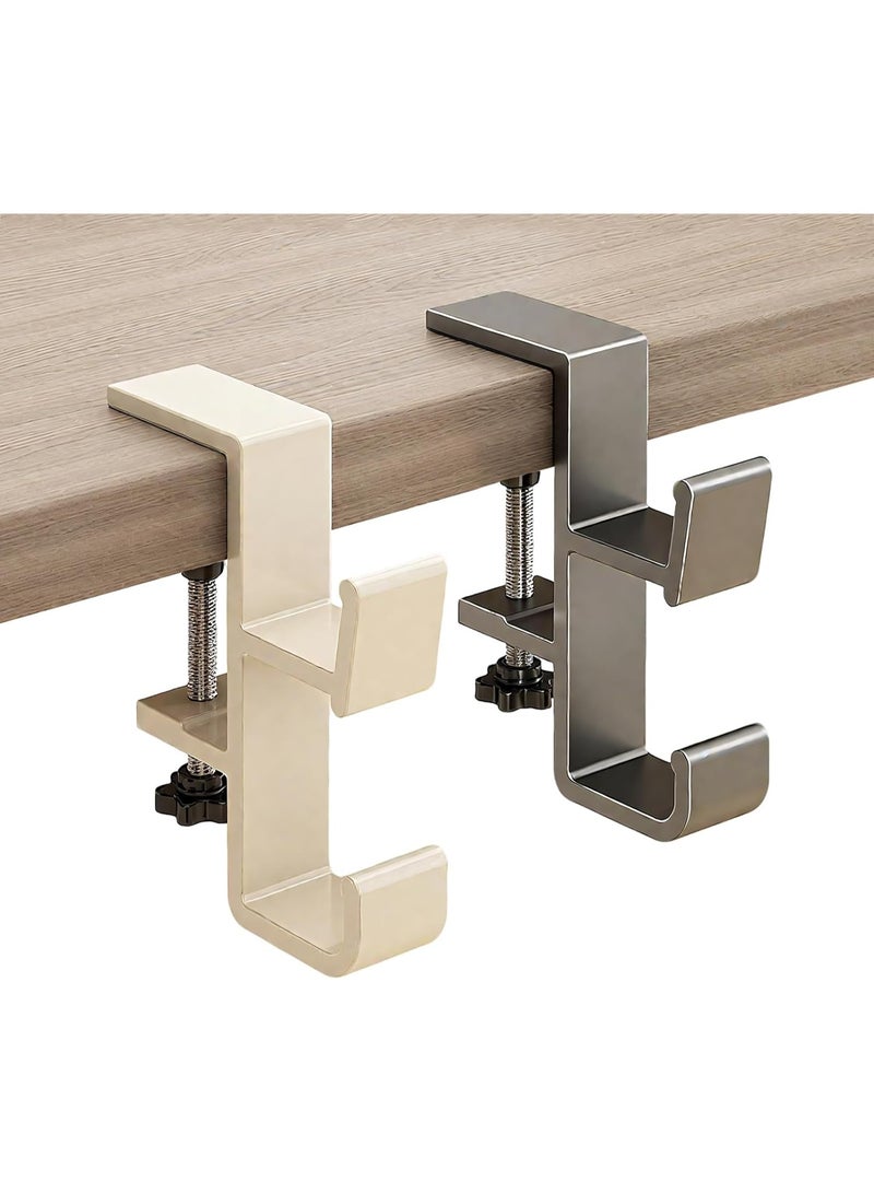 Bukela 2-Pack Aluminum Purse Hook for Desk & Table, No Drilling, Bolt-Fixed Desk Bag Hook – Strong Load-Bearing, Rounded Double Hooks for Bags/Backpacks (Cream White+Gray) - Image 5