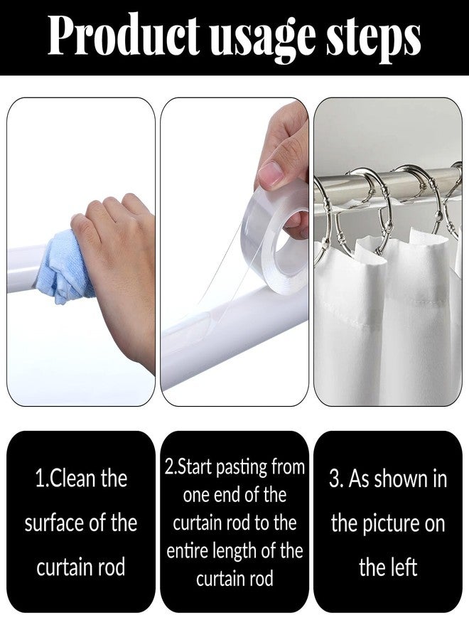 Gtziqa 1.2 Inch Widen Curtain Rod Tape, Adhesive Glide Tape for Curtain Rods, Adhesive Curtains Tapes Clear Smooth and Silent Hard Surface Drapery Ring Tapes for Easy Slide Shower Curtains Rings, 10ft Long - Image 3