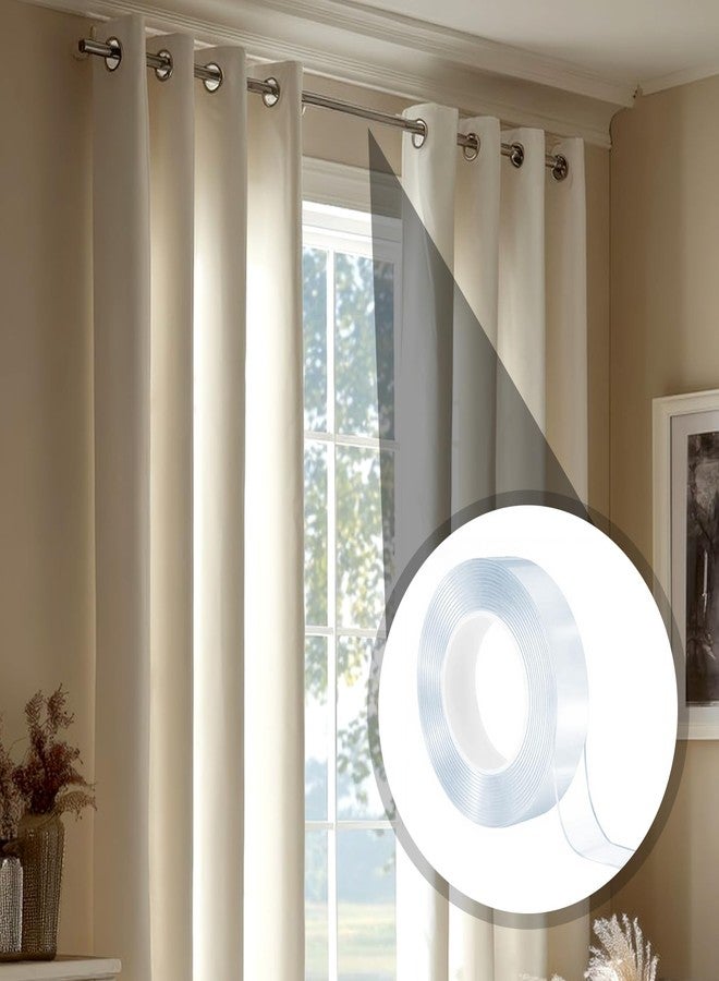 Gtziqa 1.2 Inch Widen Curtain Rod Tape, Adhesive Glide Tape for Curtain Rods, Adhesive Curtains Tapes Clear Smooth and Silent Hard Surface Drapery Ring Tapes for Easy Slide Shower Curtains Rings, 10ft Long - Image 5