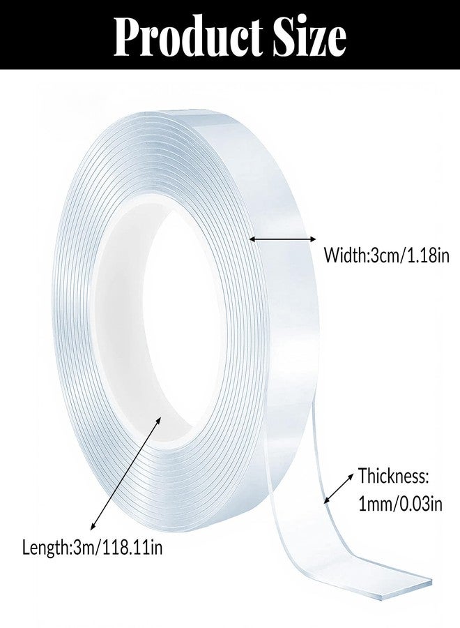 Gtziqa 1.2 Inch Widen Curtain Rod Tape, Adhesive Glide Tape for Curtain Rods, Adhesive Curtains Tapes Clear Smooth and Silent Hard Surface Drapery Ring Tapes for Easy Slide Shower Curtains Rings, 10ft Long - Image 2