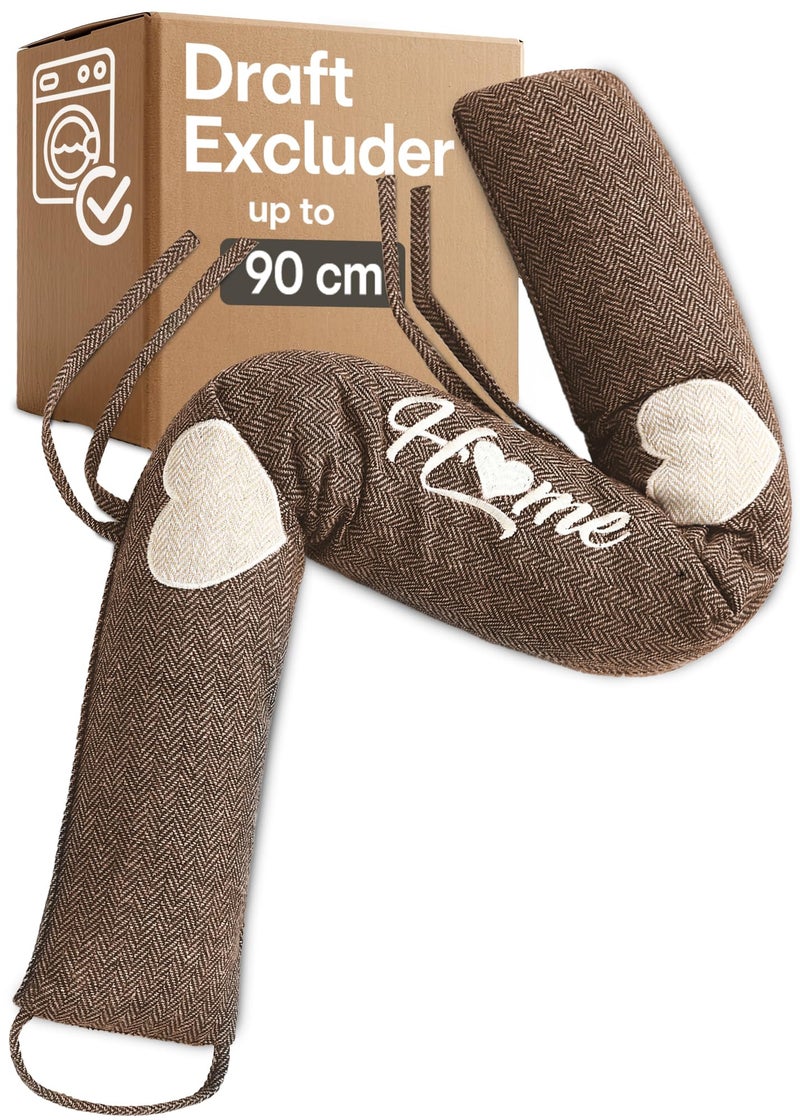 Praknu Draft Excluder for Doors  Windows  Draught Excluder Extra Heavy 90cm35in  Removable  Washable  Simple Installation  No Glue or Drilling  Brown