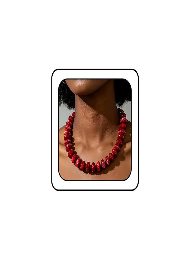 Asiamist Chunky Beaded Necklace for Women Colorful Big Bead Necklace Resin Bead Choker Necklaces Boho Minimalistic Statement Necklaces Summer Beach Chunky Jewelry Accessories (Red) - Image 1