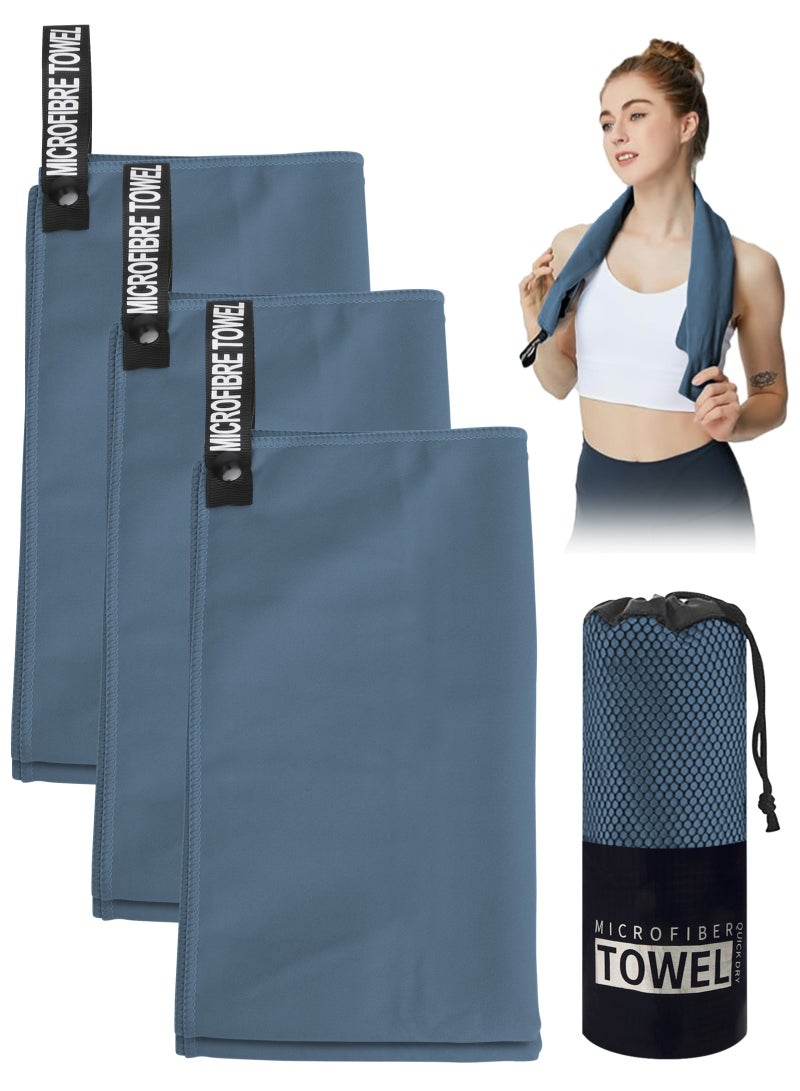 URbazaar 3 Pack Quick Drying Gym Towel 40x80CM Soft Microfiber Lightweight Sport Sweat Towel Perfect Travel Camping Towel Super Absorbent Ultra Compact for Gym Sport Yoga Backpacking Beach Swimming - Image 1
