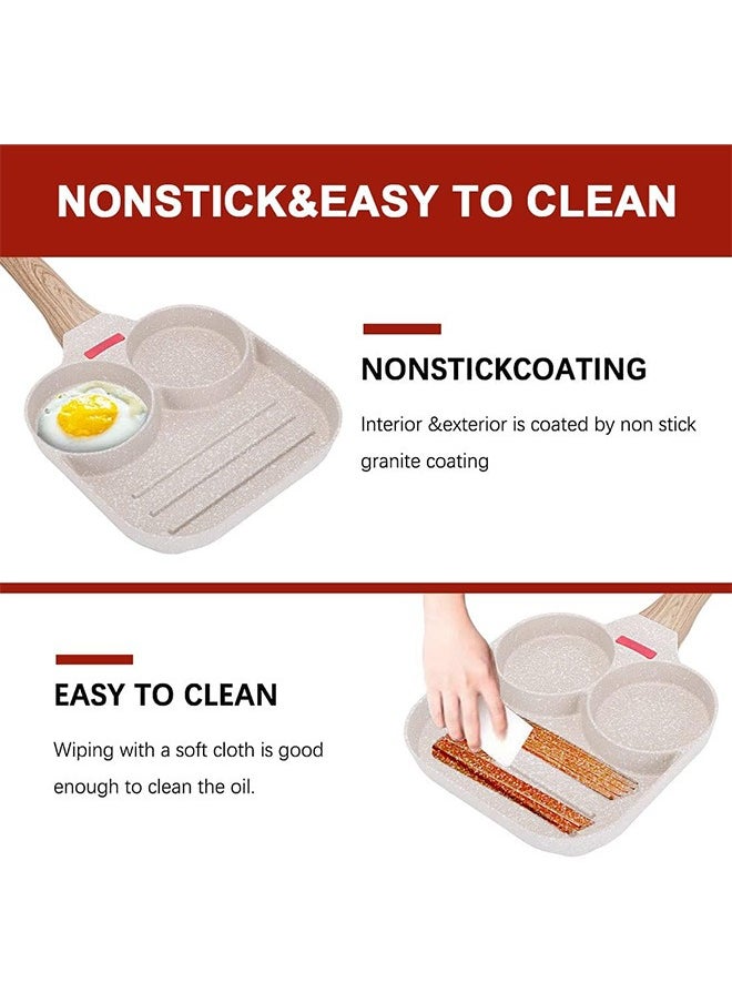Bukela Nonstick Egg Frying Pan, Egg Pan - 3 Section Square Grill Pan Divided Frying Pan for Breakfast, for Gas Stove & Induction  - Image 3