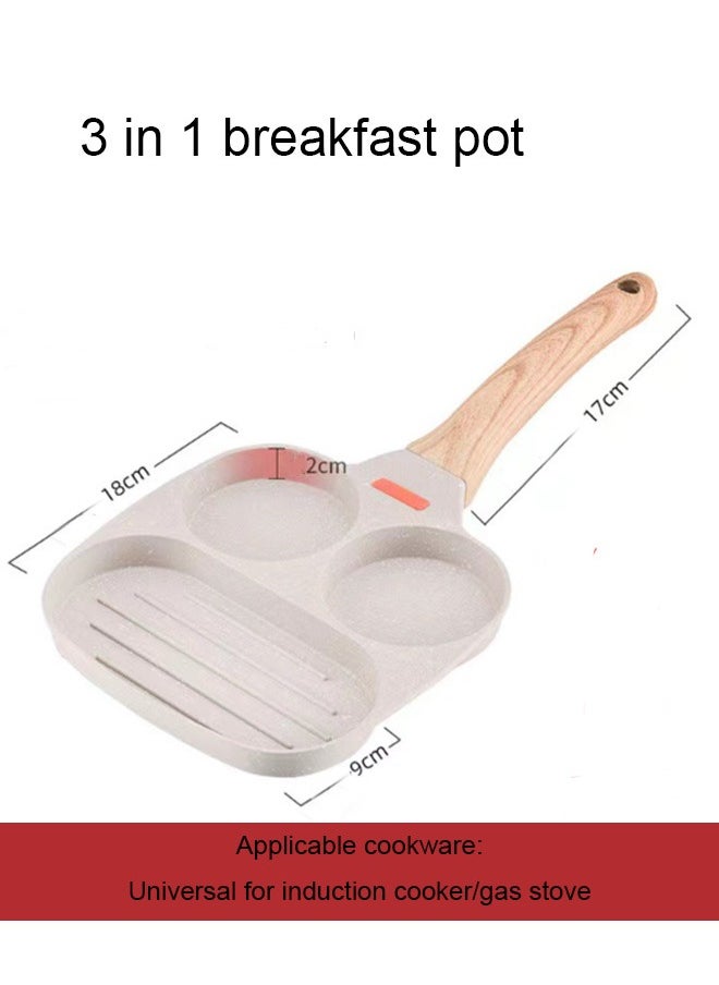 Bukela Nonstick Egg Frying Pan, Egg Pan - 3 Section Square Grill Pan Divided Frying Pan for Breakfast, for Gas Stove & Induction  - Image 2