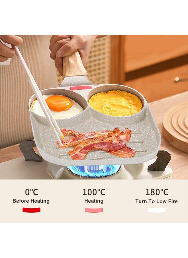 Bukela Nonstick Egg Frying Pan, Egg Pan - 3 Section Square Grill Pan Divided Frying Pan for Breakfast, for Gas Stove & Induction  - Image 4