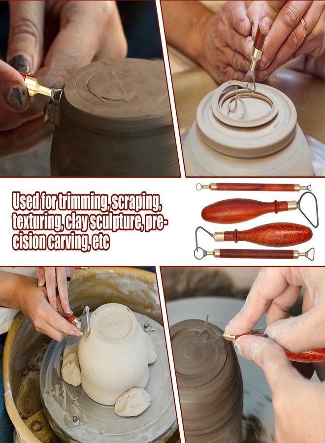 SYWAN Pottery Trimming Tool, Clay Sculpting Tools Tungsten Steel Cutter Head African Coralwood Ribbon Cutter Pottery Trimming Tool Mud Tool Clay Pottery Modelling Carving Tool, L-Shape + Toroidal - Image 4
