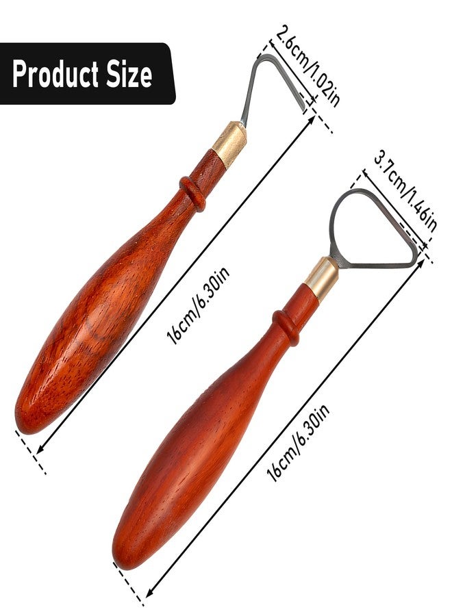 SYWAN Pottery Trimming Tool, Clay Sculpting Tools Tungsten Steel Cutter Head African Coralwood Ribbon Cutter Pottery Trimming Tool Mud Tool Clay Pottery Modelling Carving Tool, L-Shape + Toroidal - Image 2