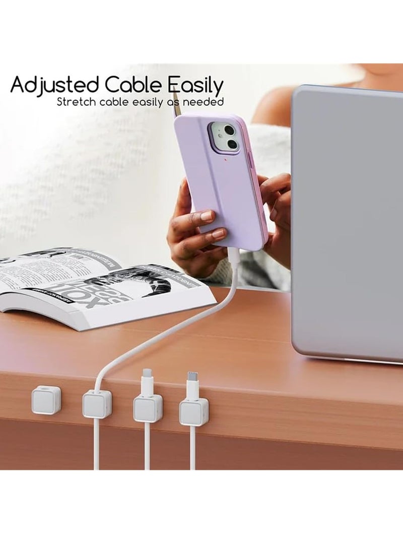 حامل تخزين منظم كابلات الشحن المغناطيسي، قطعة فنية لادارة الكيبلات، منظم حامل الاسلاك، مشابك كابل مغناطيسية، حامل سلك مغناطيسي للجوال (أبيض-6) - Image 2