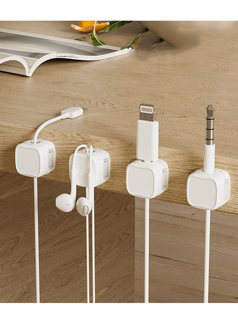 حامل تخزين منظم كابلات الشحن المغناطيسي، قطعة فنية لادارة الكيبلات، منظم حامل الاسلاك، مشابك كابل مغناطيسية، حامل سلك مغناطيسي للجوال (أبيض-6) - Image 5