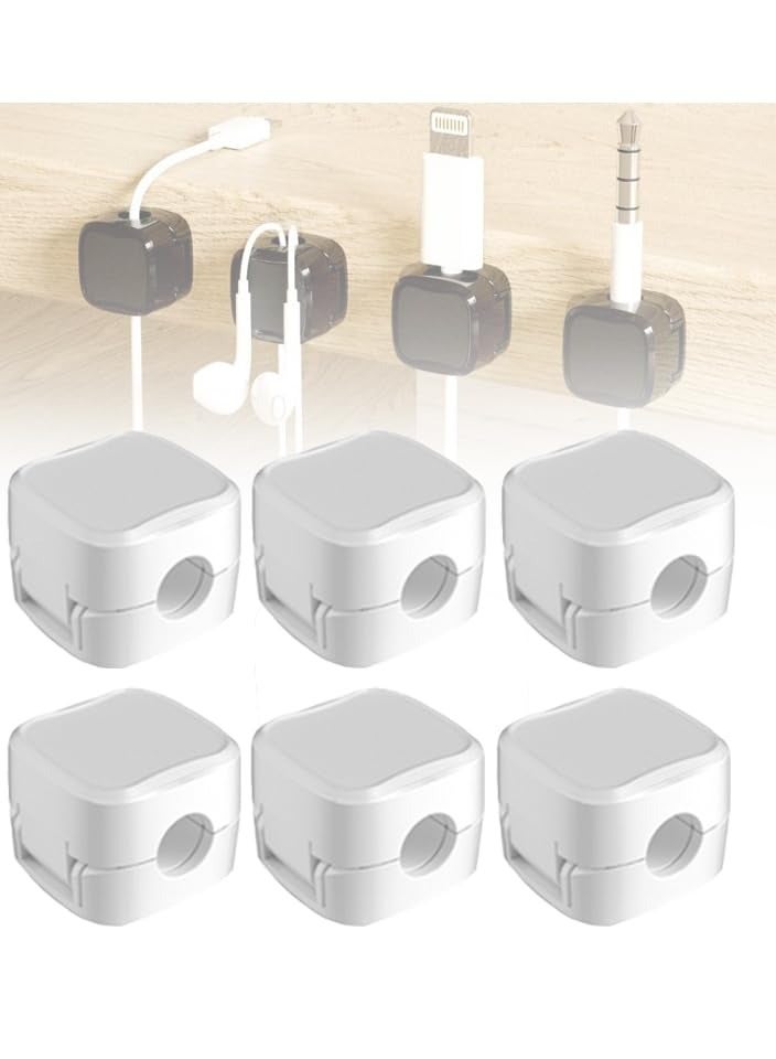 حامل تخزين منظم كابلات الشحن المغناطيسي، قطعة فنية لادارة الكيبلات، منظم حامل الاسلاك، مشابك كابل مغناطيسية، حامل سلك مغناطيسي للجوال (أبيض-6) - Image 1