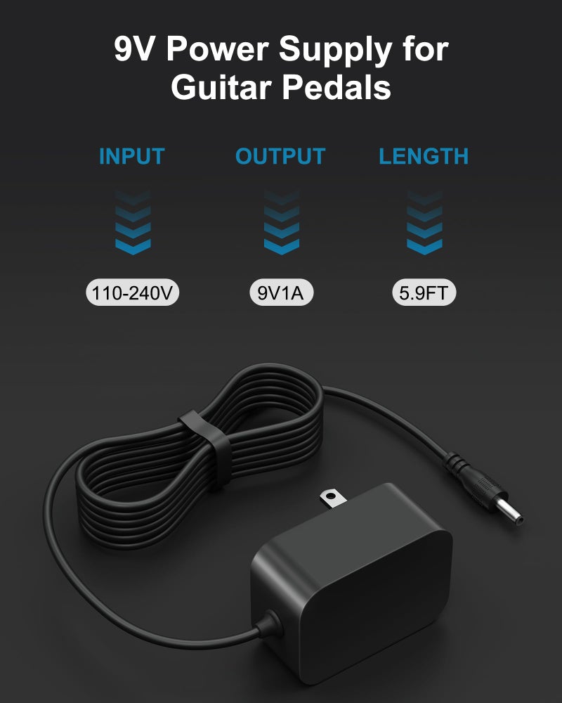 WUKUR Replacement for Boss 9V PSA Adapter Guitar Pedal Power Supply Compatible with Boss PSA-120S ME-80 ME-70 ME-25 ME-50B GT-100 GT-1 GT-10 AD-10 BR-80 BR-600 DB-88 DB-90 CE-2B RE-20 RC-1 RC-3 - Image 2
