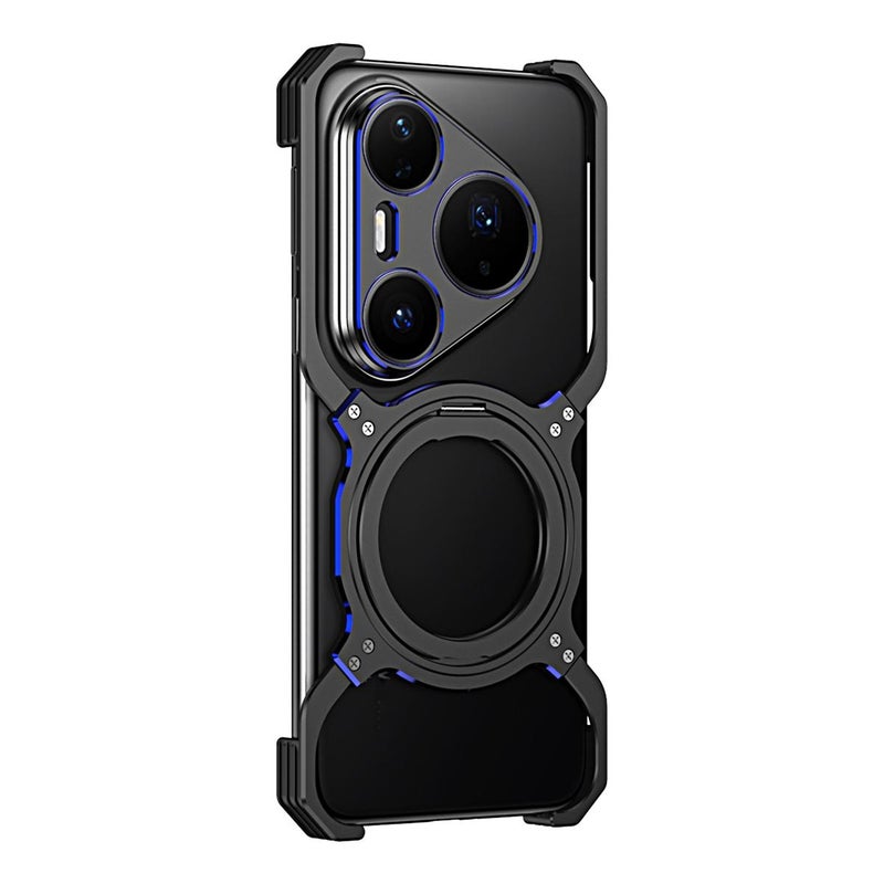 إيروريكس جراب هاتف معدني بدون حواف مزود بذراع ميكانيكية لهاتف Huawei Pura 80 Pro (أسود وأزرق) - Image 2