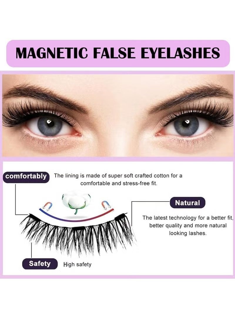 Dougez 1 Pairs Magnetic Eyelashes, Reusable False Eyelashes, Natural Look Cat Eye Magnetic Lashes with Applicator, No Glue Needed, Fake Eyelashes Kit, Easy to Wear and Remove - Image 2