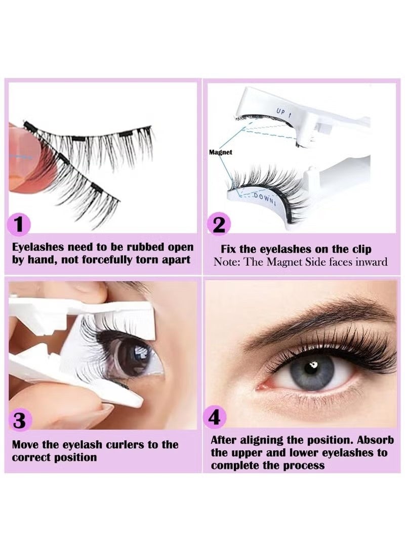 Dougez 1 Pairs Magnetic Eyelashes, Reusable False Eyelashes, Natural Look Cat Eye Magnetic Lashes with Applicator, No Glue Needed, Fake Eyelashes Kit, Easy to Wear and Remove - Image 3